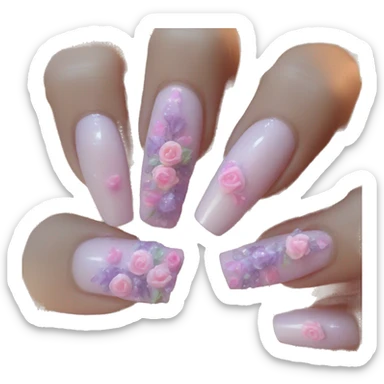 5 acrylic fingernails painted delicate sticker