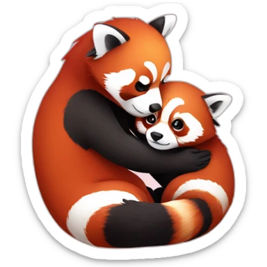 red panda hugging another red panda sticker