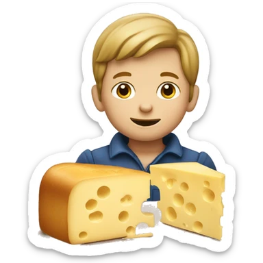 Dutch boy eating bread with cheese sticker