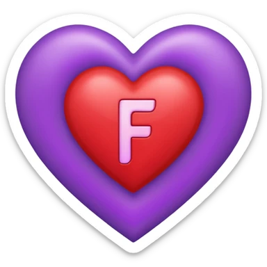un corazon rojo CON LA LETRA F  DE COLOR LILA EN EL CENTRO sticker