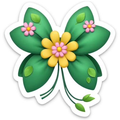forest character small bow with flower petals sticker