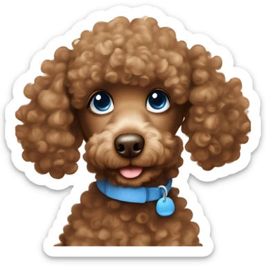  brown poodle with the cutest puppy face but with curly hair half brown half white and with blue eyes  sticker