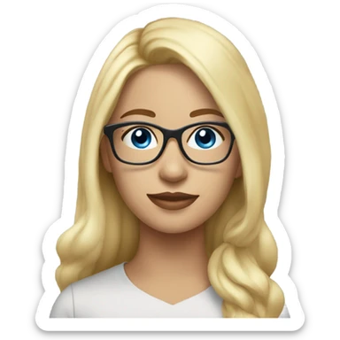 Beautiful blonde woman, blue eyes, wearing glasses - SIDE PROFILE  sticker