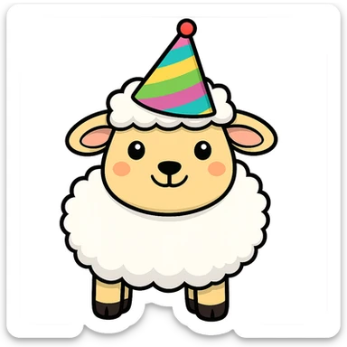 Add a colorful party hat to the silly sheep. Keep the background transparent. sticker