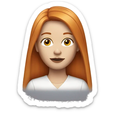 Ginger long straight hair with makeup sticker