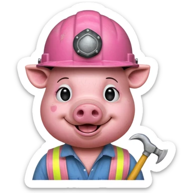 construction-pig with helmet sticker