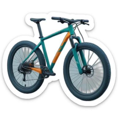 mountain bike in dark blue, sea green and orange sticker