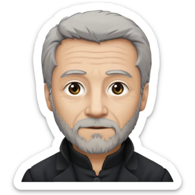 Jean Valjean From Les Miserables with light skin, gray eyes, Gray Hair, black outfit sticker