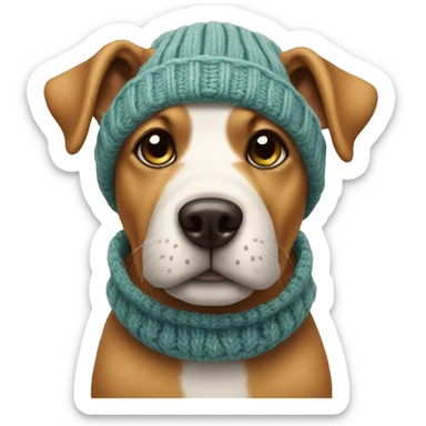 Dog with knitted hat sticker