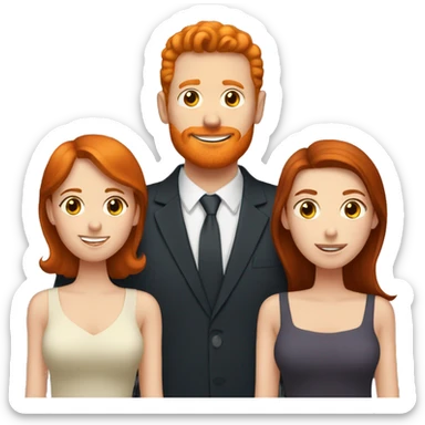 Ginger Husband with brunette and redhead wives  sticker