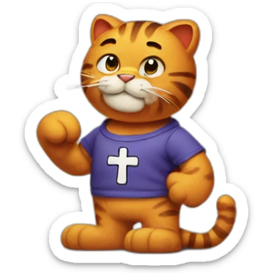 Garfield with a cross arm band sticker