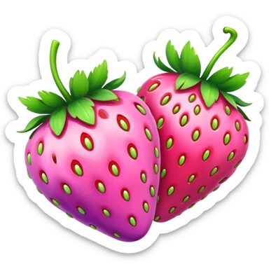 rainbow strawberries, purple and pink sticker