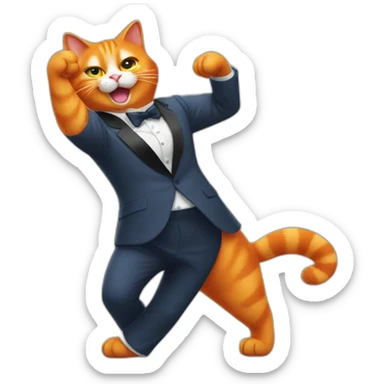 Orange cat dancing Gangnam Style sticker