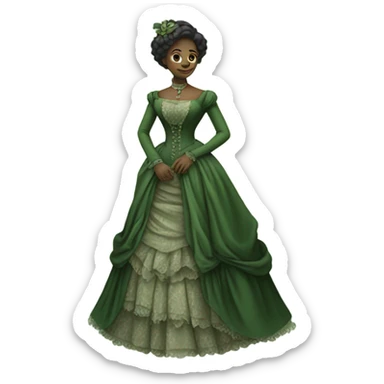 "green woman" galora in Victorian dress elegant, full body sticker