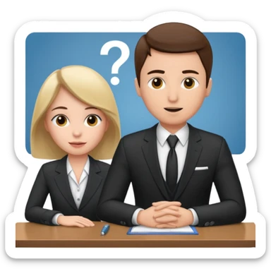 un recruteur qui pose une question à son bureau à un candidat sticker