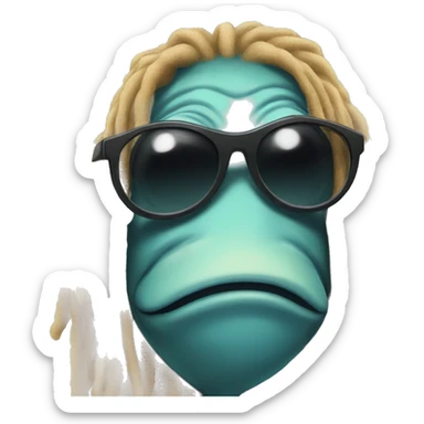 Tropical fish wearing sunglasses with dreadlocks sticker