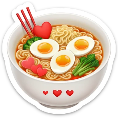 Ramen with hearts sticker