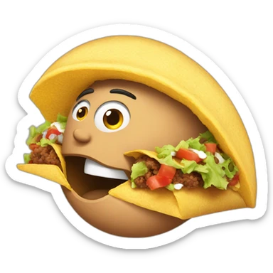 man eating a big taco with his mouth wide open sticker