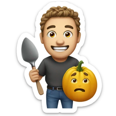 yummy funny face holding squash sticker