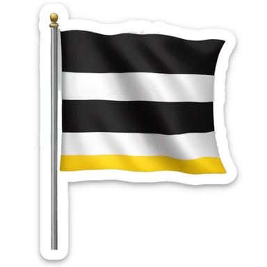 A flag that has a horizontal tricolor: black yellow and white sticker