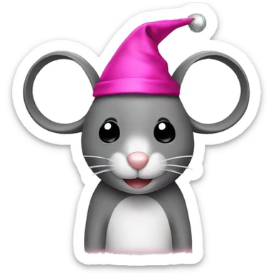 Mouse with pink christmashat sticker
