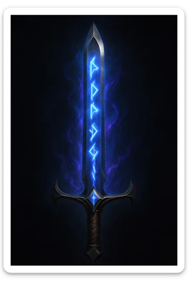 fantasy sword with glowing runes sticker