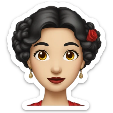 A Victorian noblewoman with black hair, red eyes, and wearing a red dress  sticker