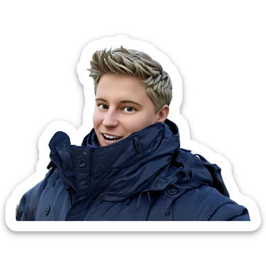 smiling boy in outdoor coat sticker