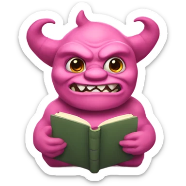 pink ogre holding a book sticker