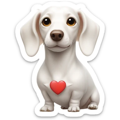 White dachshund with a heart next to it sticker