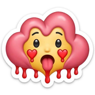un emoji vomitando corazones sticker