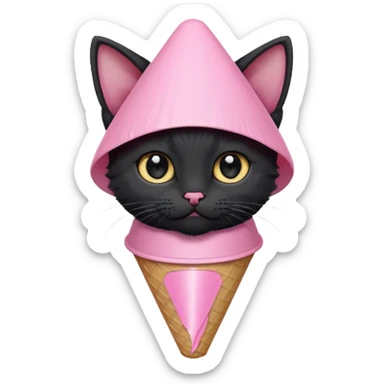 A mostly black kitten with a white chest and a plastic cone on around his head after surgery sticker