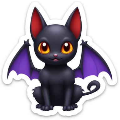 Cool Cute Edgy Dark Black Red Batty Chibi Noibat-Cat-Pokémon-Fakémon-hybrid sticker