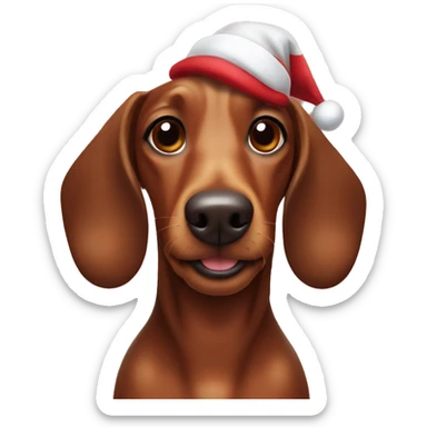 Brown sausage dog in Christmas hat sticker