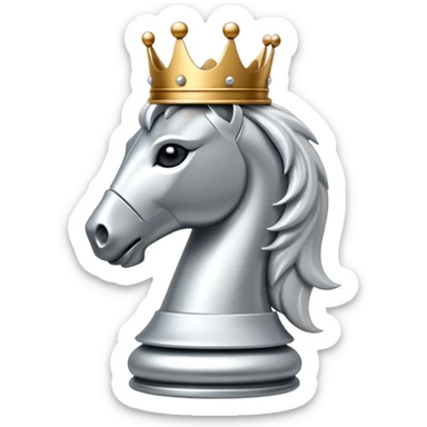 white chess knight with crown sticker