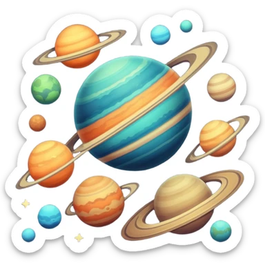Vintage Planets comet streak motion blur sticker