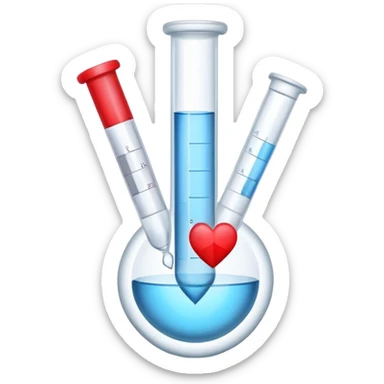 A single symbol representing sexual health clinic with test tubes and subtle heart icon, medical symbol with red cross sticker