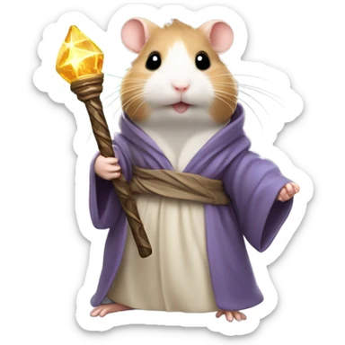 Hamster wearing robe holding a staff sticker
