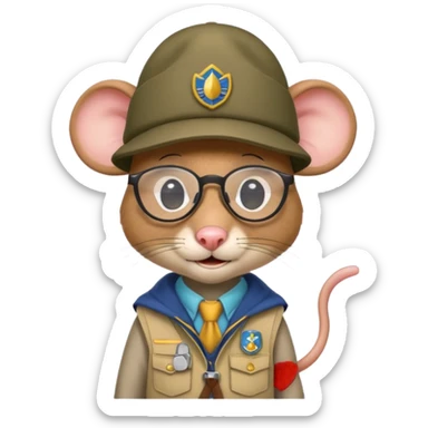 humaniod mice with a scout hat with glasses sticker
