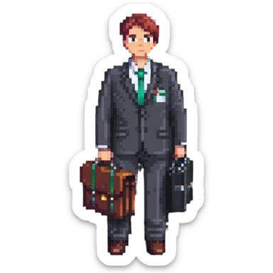 Corporate boss with briefcase and business suit sticker