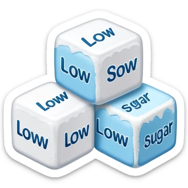 Icon 3 terrones de azúcar con la palabra debajo que diga low sugar sticker