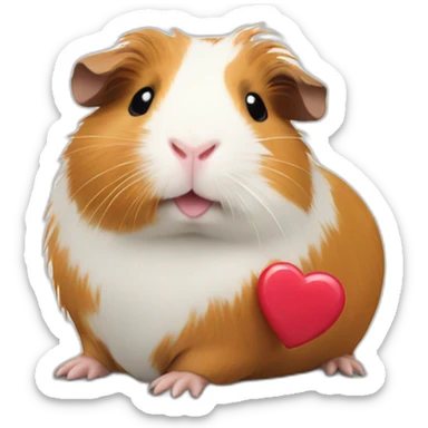 guinea pig holding a heart sticker