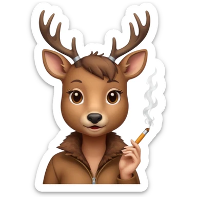 Cute female deer with cigarette sticker