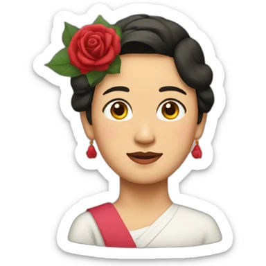 Aung San Su Kyi with rose on her head sticker