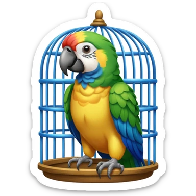 Parrot inside cage sticker