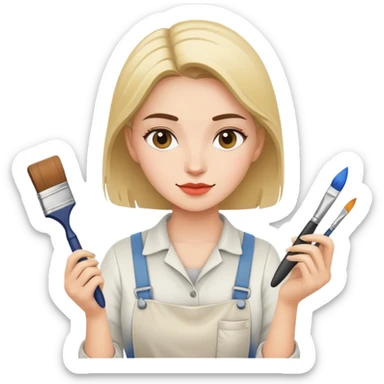 Female painter artist sticker