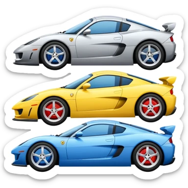 group of 4 sport cars in different composition sticker
