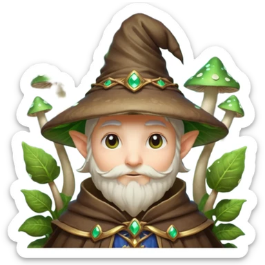 mushroom wizard portrait, head and shoulders only, glowing spores, leafy cloak collar, magical eyes, cute fantasy style, 3D cartoon, mobile game icon style, clean background, no text, no watermark

 sticker
