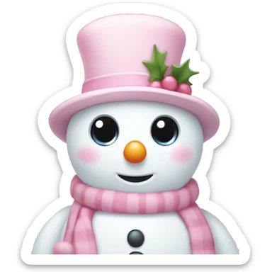 Cute white and light pink snowman sticker