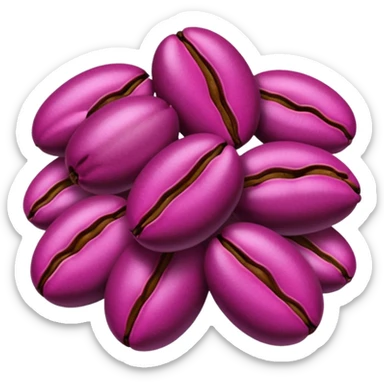 Create minimalist emoji in the style of Coffee Lover — a coffee shop and roastery brand.
Style: cozy, warm.
Colors — purple-pink range.
🫘 coffee beans sticker
